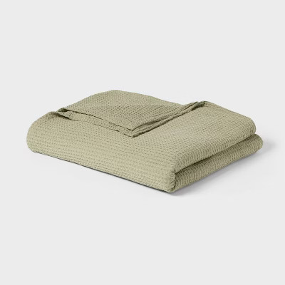 Threshold King Waffle Throw Blanket - Green Lyocell Cooling