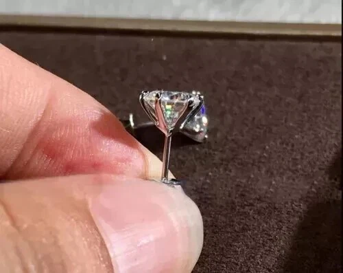 3/4 CTW Round Cut Lab Grown Diamond 14k White Gold Solitaire Stud Earrings - Image 3 of 4