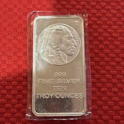 Buffalo Nickel 10oz Pure .999 Fine Silver bar Bullion 10 Troy Ounces - A1