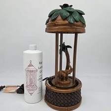 Vintage Elephant Palm Tree Oil Rain Lamp Table Top, 16" Light Tested Clean Works
