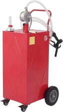 35 Gallon Fuel Caddy With Manual Pump Portable Fuel Transfer Tank On Wheels
