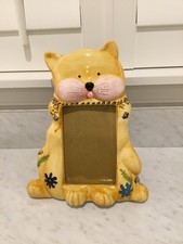 Ceramic Cartoon Kitty Cat Picture Frame Yello...