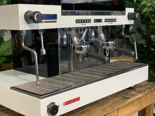 SAN REMO ROMA 2 GROUP WHITE ESPRESSO COFFEE MACHINE COMMERCIAL CAFE LATTE BAR - Picture 12 of 12