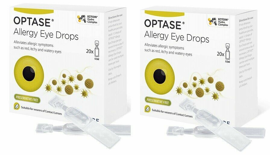 2x Optase Hayfever eye drops for Red itchy watery eyes conjunctivitis allergies
