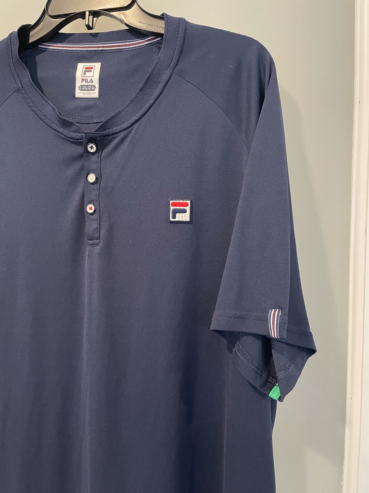 T shirt uomo Fila 100% autentica S S taglia 2XL blu navy nylon vintage