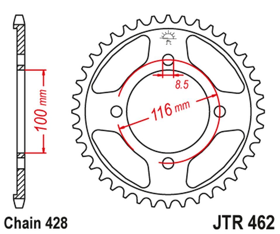 Couronne arrière JT JTR462 à 50 dents pour moto Kawasaki KX 80 et KX 85
