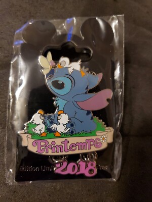 Stitch Spring Time Pin DISNEY PARIS PIN Stitch Spring Printemps LE 700 with DUCKLINGS VHTF New ...