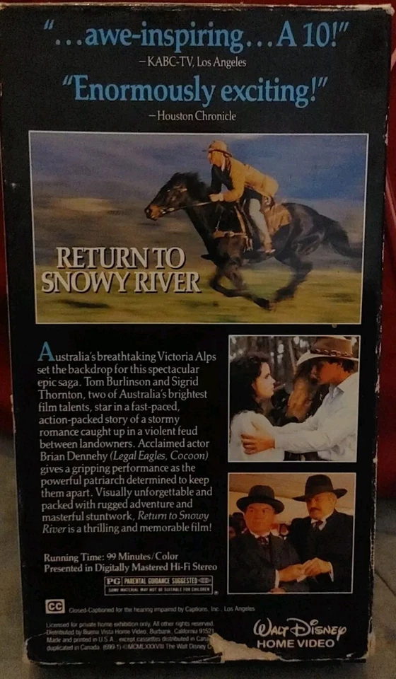 Return to Snowy River (VHS, 1997) Estate Item As Is Cond Good Cond Disney - Image 2 of 3