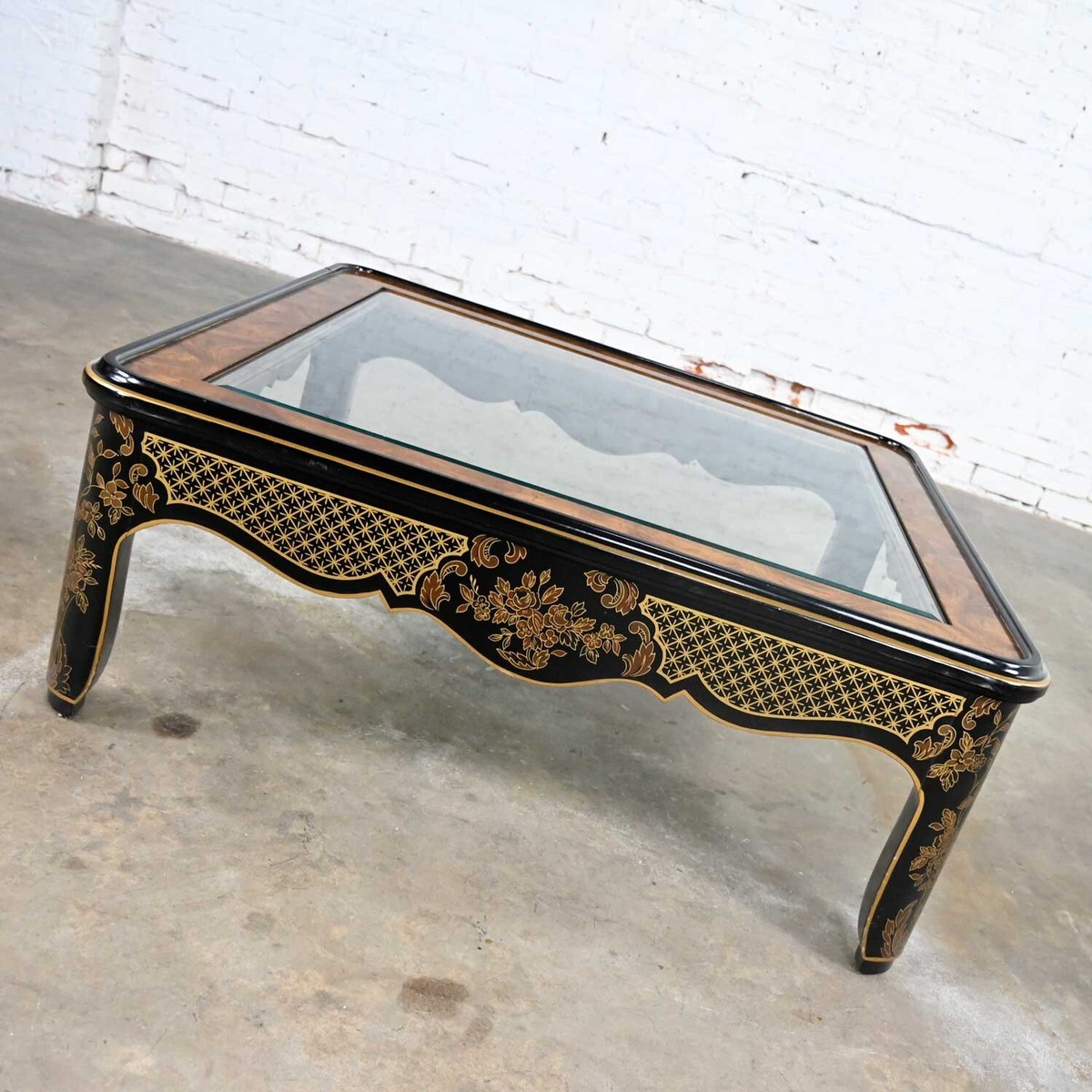Drexel Heritage ET Cetera Collection Chinoiserie Black Gold Burl