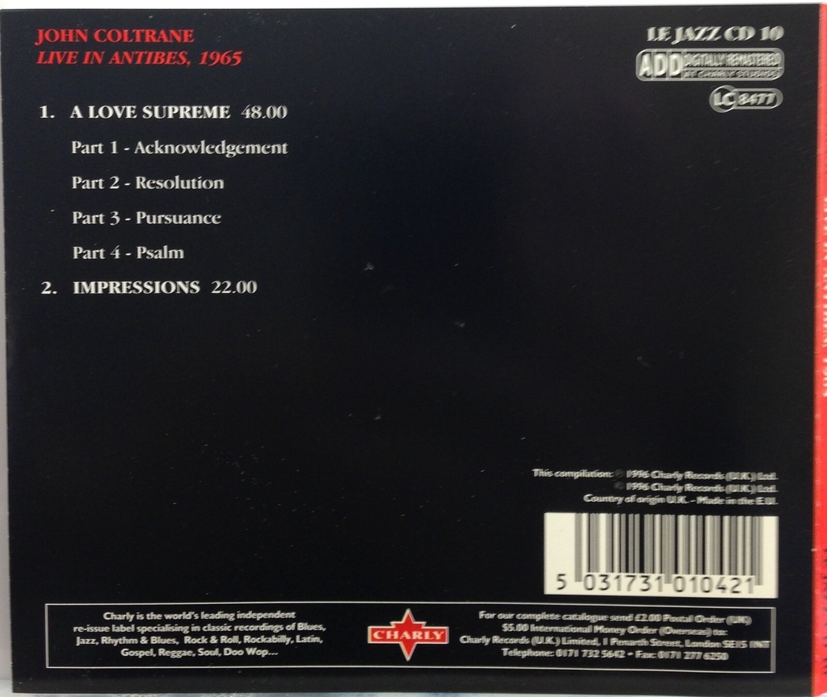 John Coltrane: Live In Antibes, 1965 (CD 1993 Charly Records
