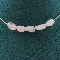 Halskette 5 Perlen Rosenquarz Aus Brasilien Edelstahlkette Halskette FüR Damen