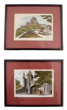 Castle Art Vintage European Watercolor Signed Dated Germany Austria Bavaria 70s