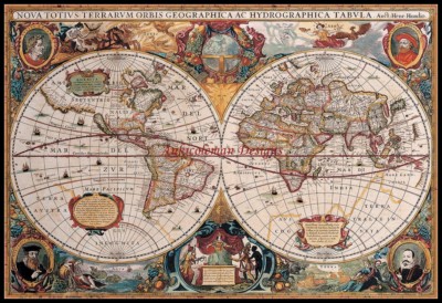 Map of the World - Chart Counted Cross Stitch Patterns Needlework DIY DMC Color 
