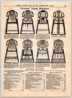 Fall and Winter 1888-89 H.O'Neill & Co NY NY Catalog Pg 49 & 50  Infants Dress