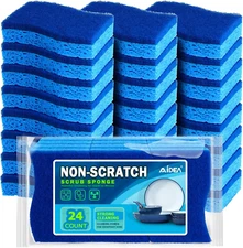 Aidea-Brite Non-Scratch Scrub Sponge-24Count, Sponges for Dishes, Cleaning Spong