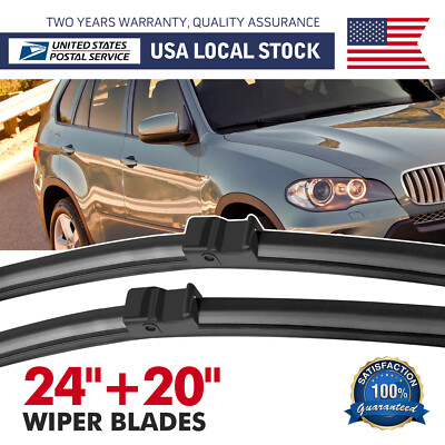 Set of 24''+20'' Side-Lock Front Windshield Wiper Blades For BMW E70 E71 E72 US