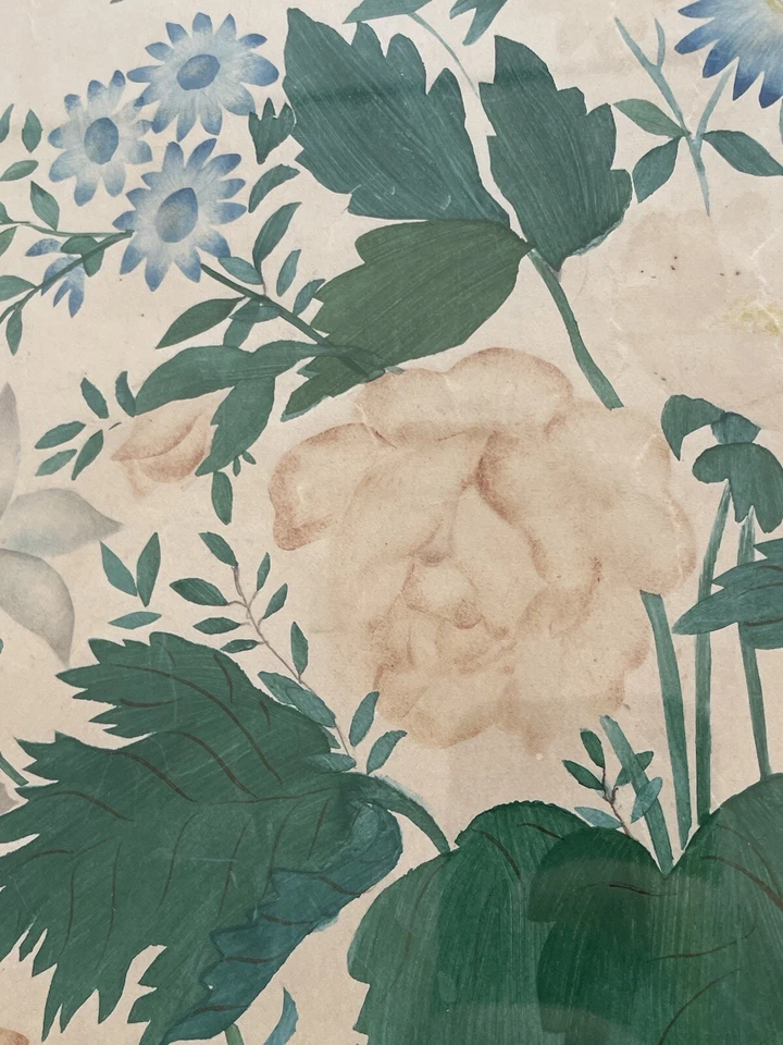 Pintura Acuarela Antigua Estudio Flor Principios del Siglo XX de 18x16 Foto 4 de 4