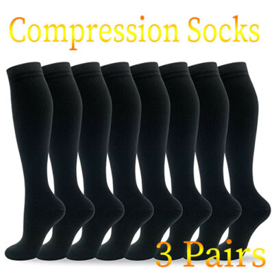 (3 Pair)Copper Compression Socks Support Stockings 20-30 mmHg Men Women S-XL