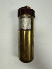 Vintage Red PYRENE Push Button Brass Fire Extinguisher With Wall Bracket