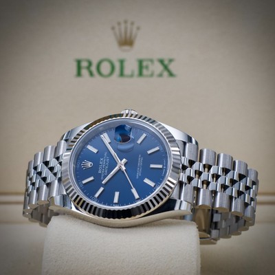 2025 Rolex DateJust 41 Blue Dial Fluted Bezel On Jubilee Bracelet 41 Box Papers