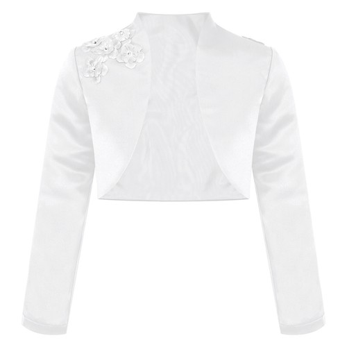 Girls Long Sleeves Bolero Wedding Flower Dress Cover Up Short Cardigan Jacket - Picture 27 of 31
