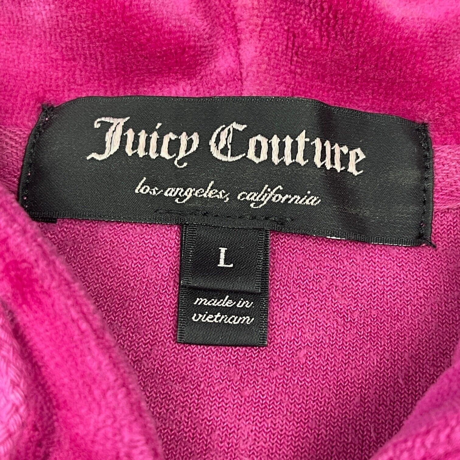 Juicy Couture Womens Hoodie Pink L Velour Bling J JG005959 Y2K Long Full Zip