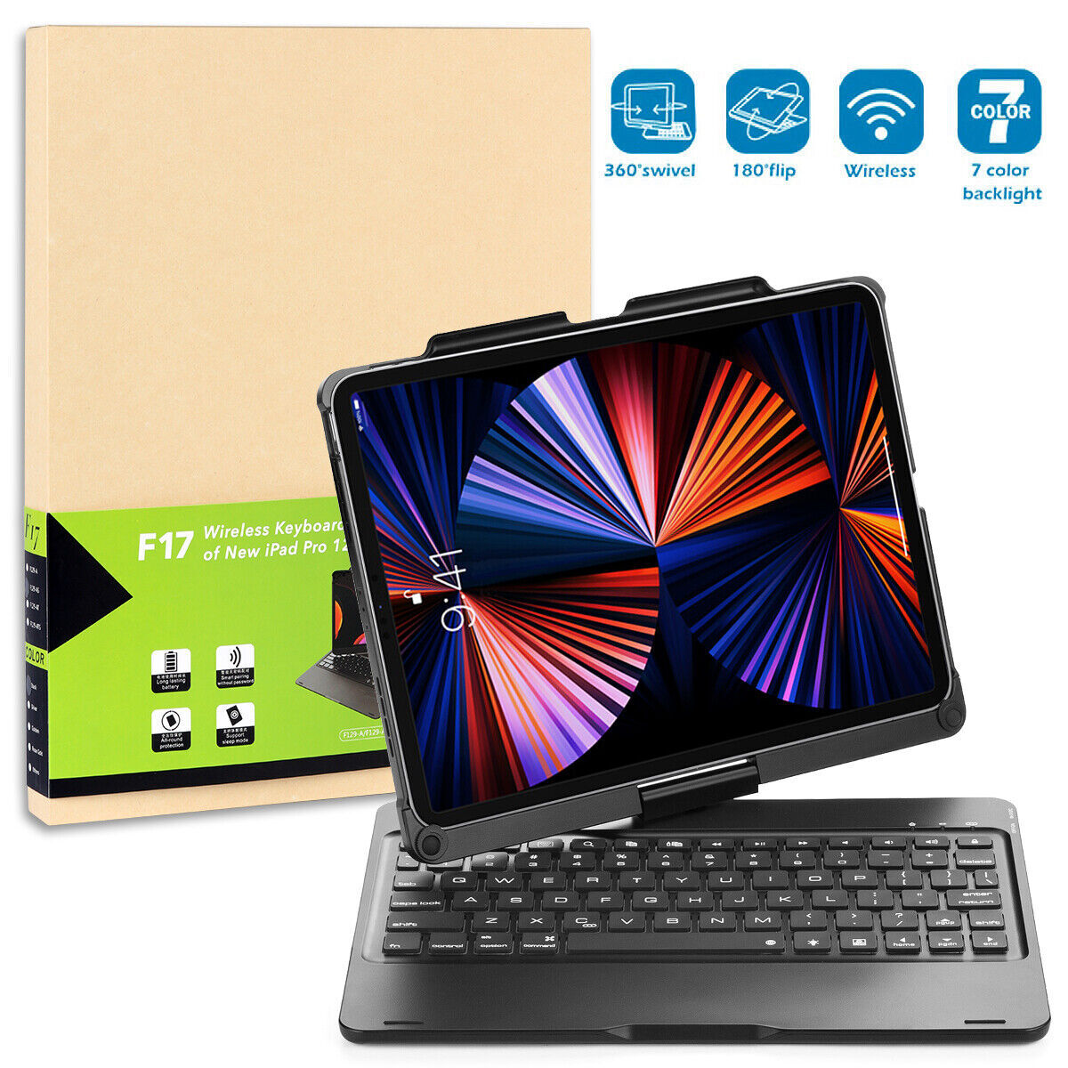 360°Rotatable Auto Wake/Sleep Smart Keyboard For iPad Pro 11