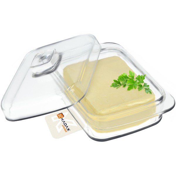 Kadax Butterdose Aus Glas, Rechteckige Butterglocke, Klare Butterschale-image