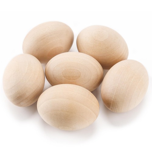 YunKo 6Pcs Wooden Fake Eggs Unfinished Easter Eggs for Crafts
