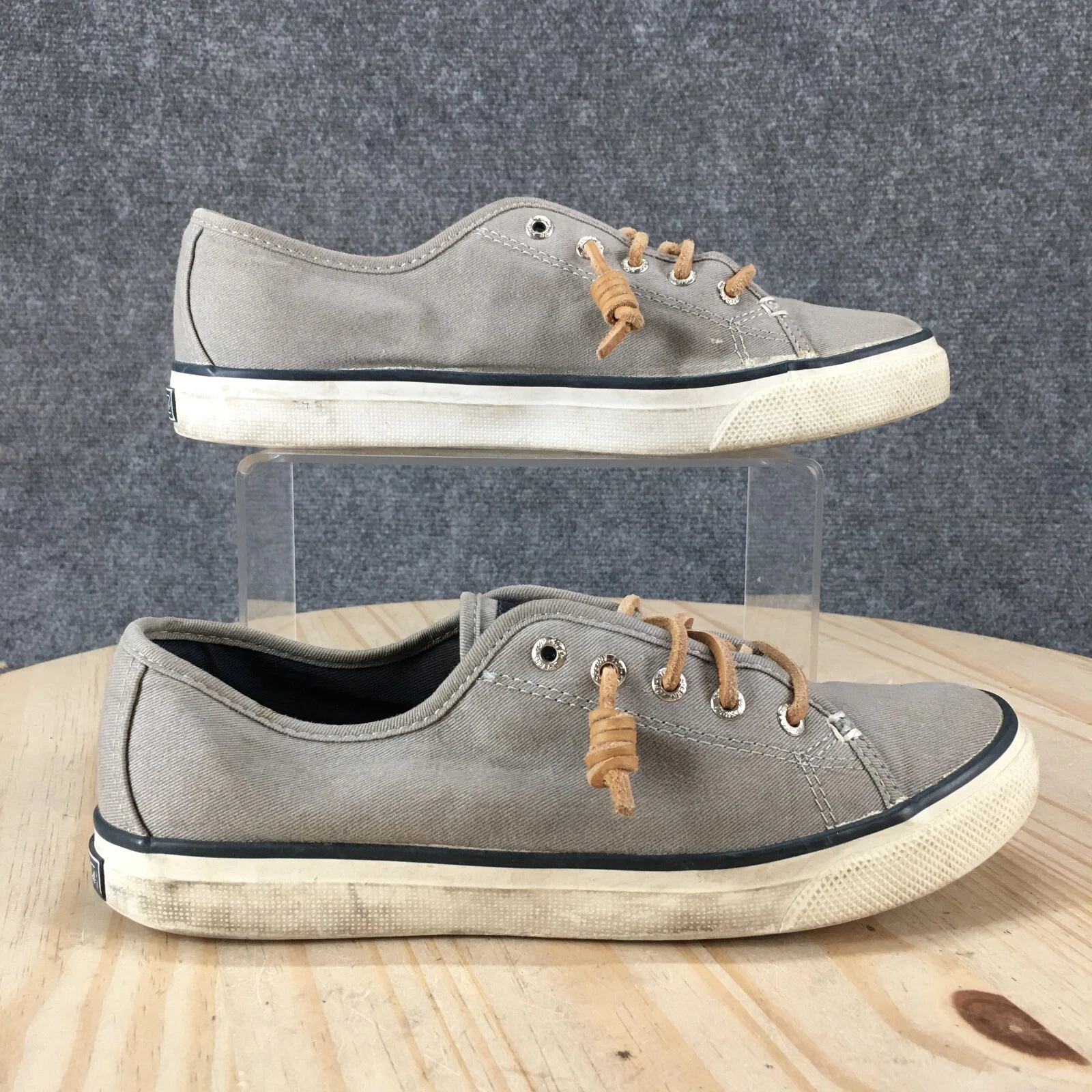 Sperry Shoes Womens 8 M Seacoast Top Sider Sneakers Low Top Lace Front Gray