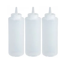 12 oz Clear Plastic Squeeze Bottle 3pk Condiment Dispenser Ketchup Mustard Sauce