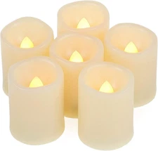 Flameless Flickering LED Votive Tealight Candles Battery Operated with Timer / 6