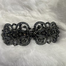 Vintage Glamour Hair Clip pin with Black Clear Rhinestones Decoration