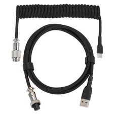 10 ft Coiled Keyboard Cable, Type-C to USB Detachable Aviation Cable Black