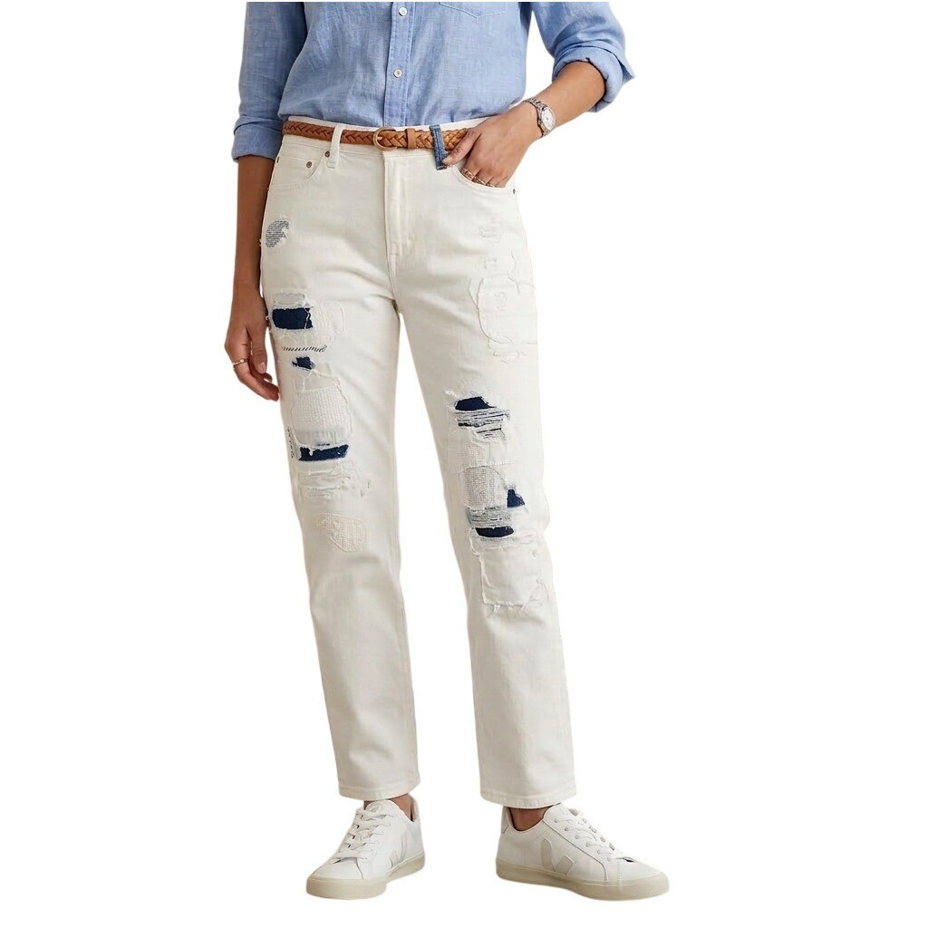 RARE Lauren Ralph Lauren White Patchwork Jeans NWT Size 12/31"