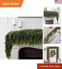 2PCS 6FT Christmas Cedar Garland with 160 Pine Tips - Lifelike Holiday Decor