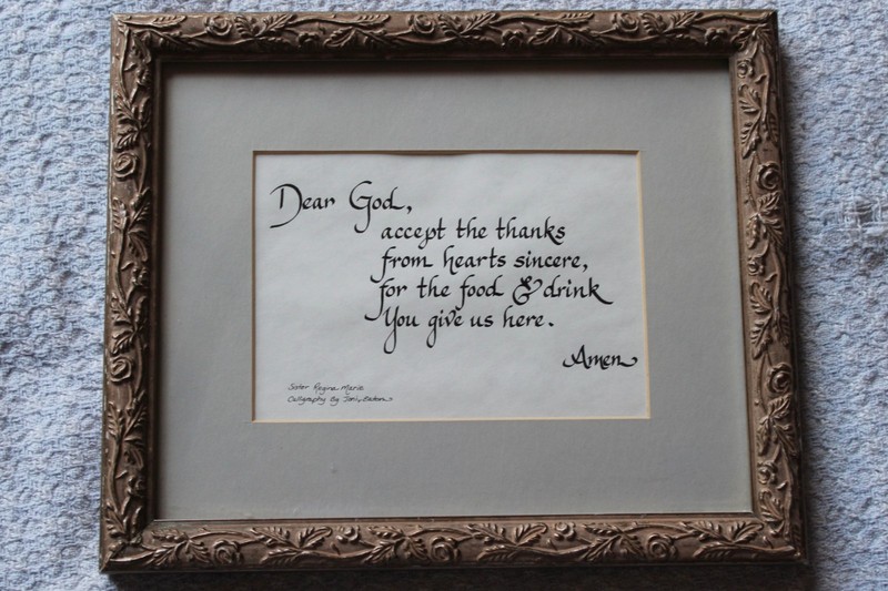 Christian Sister Regina Marie Prayer in Original Calligraphy Matted & Framed