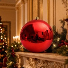 Spherical Christmas Ball Reflective Glossy Tree Ornament with Gold Cap