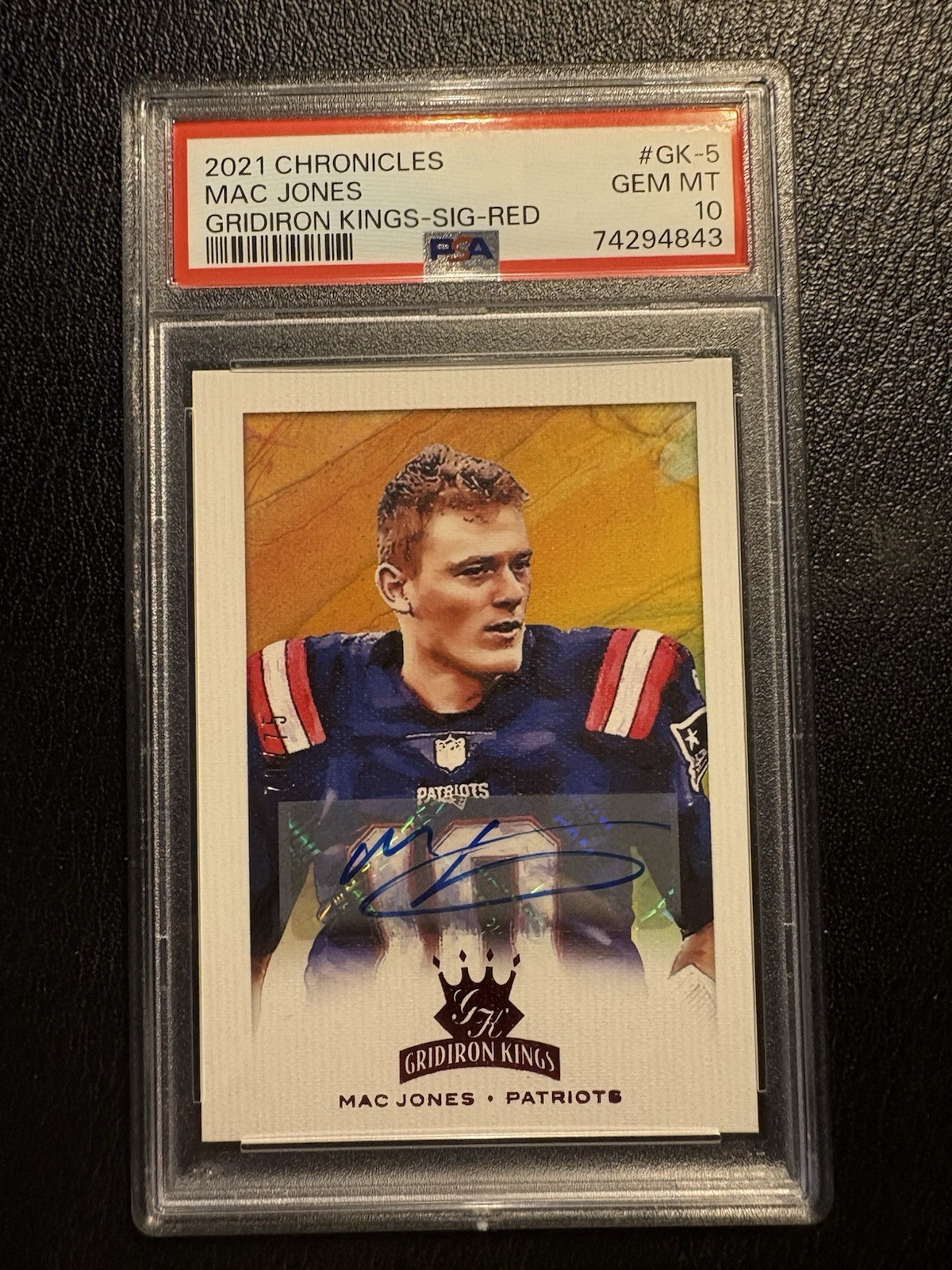 Mac Jones Panini Chronicles Gridiron Kings #GK5 Signature-Red