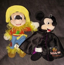 Lot of 2 Vampire and Scarecrow Mickey Mouse Disneyland Halloween bean bag plush