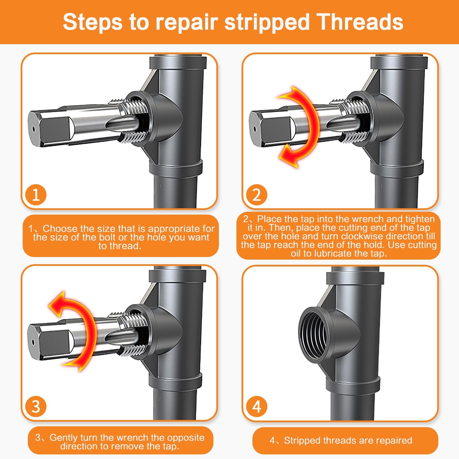 6-Piece NPT Pipe Tap Set, Precision Carbon Steel NPT Tap Set for Clean Accura...