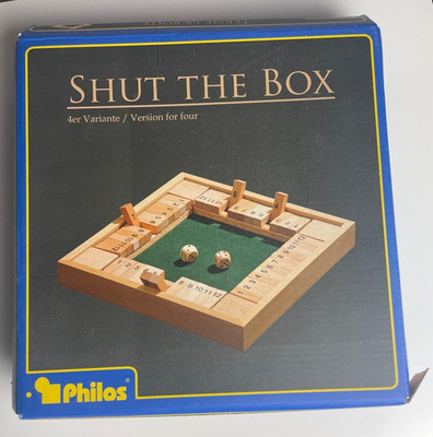 Shut the Box   Philos   4er Variante   Würfelspiel aus Holz   gebraucht, vollstä