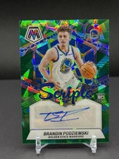 2023-24 Panini Mosaic Basketball Brandin Podziemski Scripts Green Cracked Ice