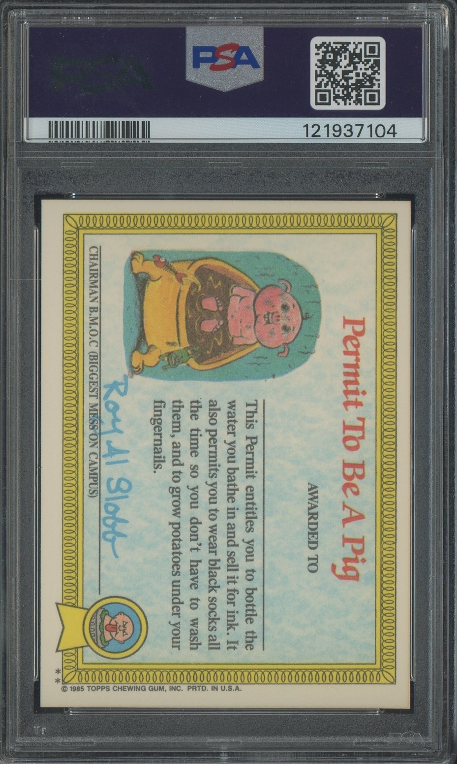 1985 Topps Garbage Pail Kids GPK Stickers #40b Damaged Don PSA 9 MINT view 2