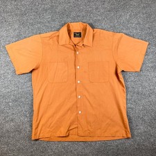 VTG 60s 70s Sears Shirt Mens L Orange Camp Loop Collar Rockabilly Made in Japan