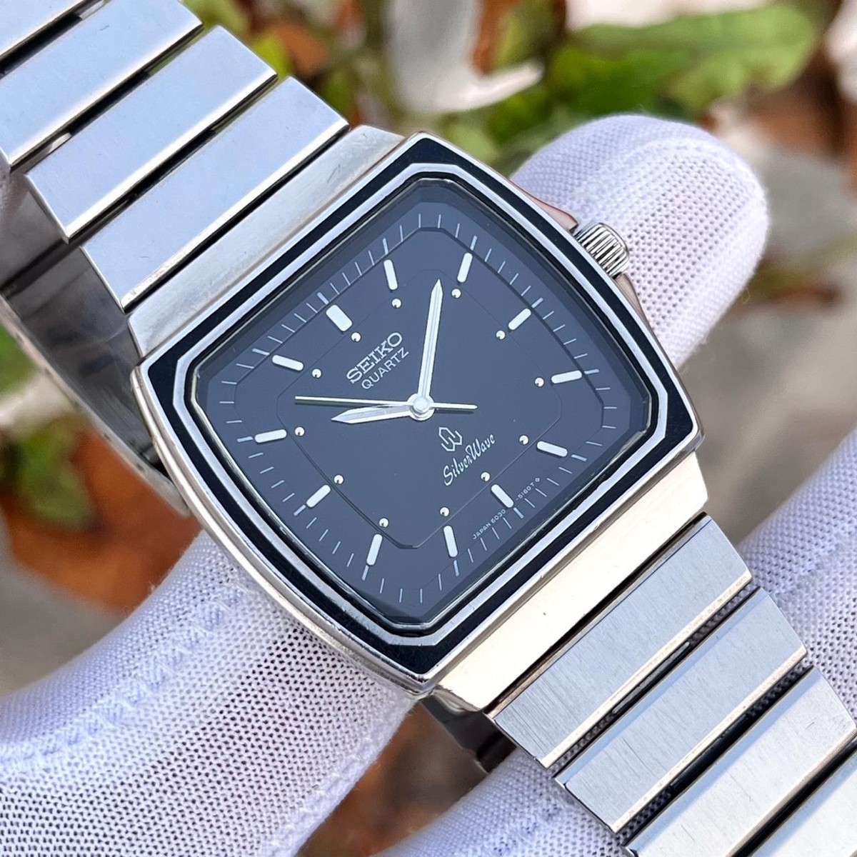Rare!! Vintage Seiko Silver Wave Blackie Japan Made Men's Quartz