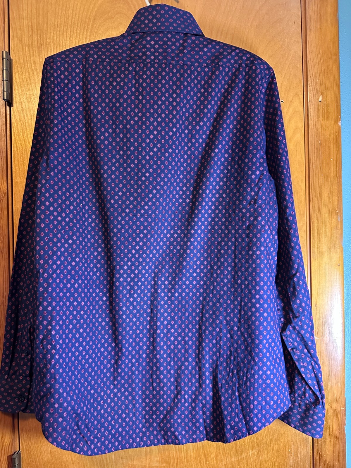 Express Mens Blue Geometric Pattern Button Down L… - image 3