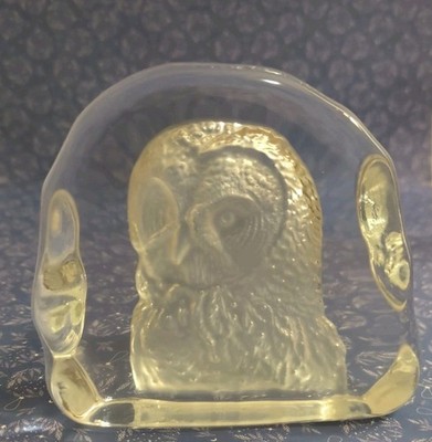 Cristal D' Arques Klar Kristallglas Eule Briefbeschwerer 620g