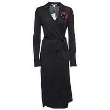 $468 NWT DVF Diane von Furstenberg Black Wrap Dress Size 2 S/XS