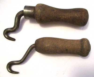2 VINTAGE HAND HELD SWIVEL HOOK TOOLS ~ MACHINE AGE FACTORY? T@@LS ~ STEAMPUNK ~